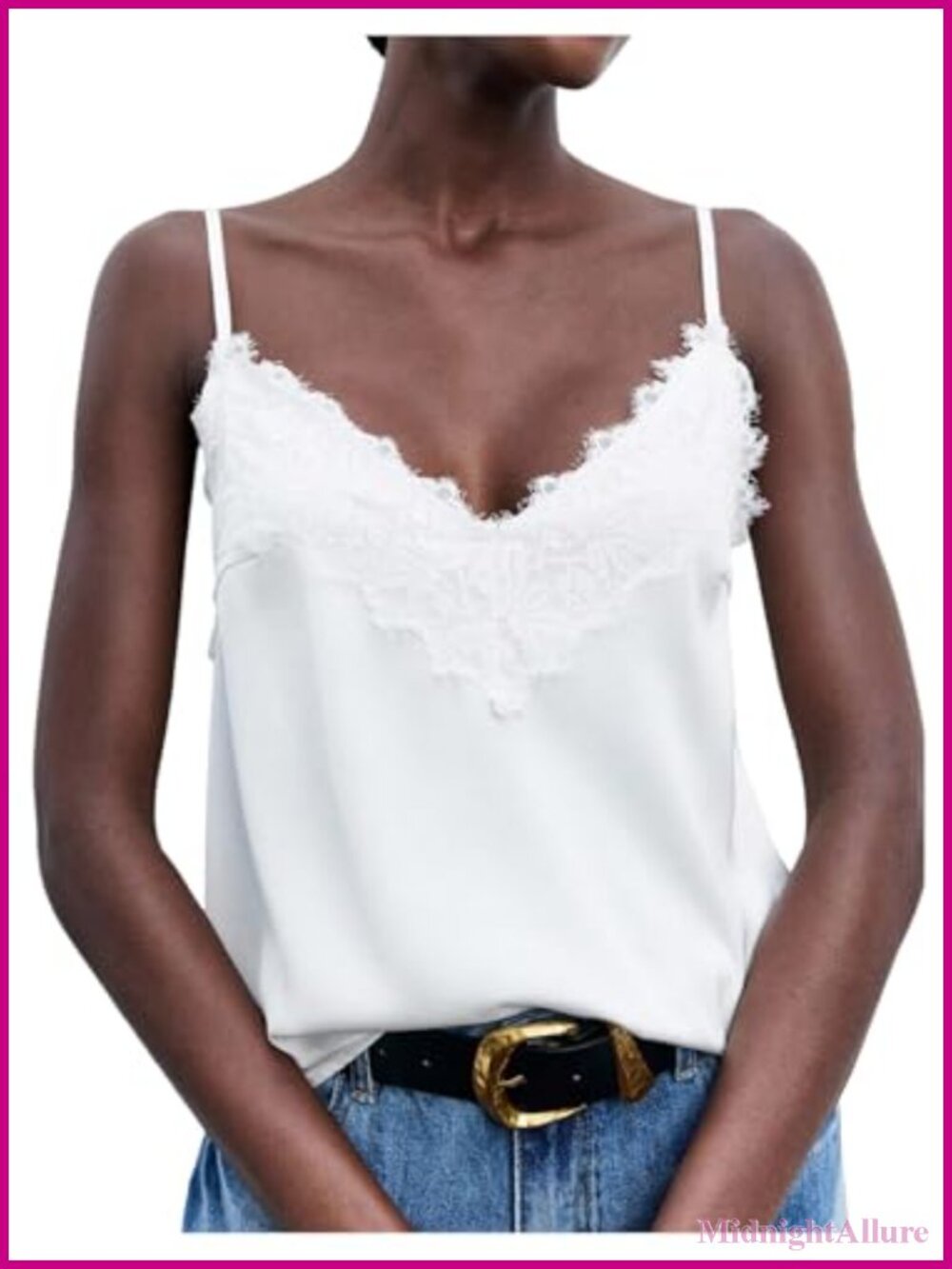 Satin Lace Camisole V Neck Backless Women's Sleeveless Top